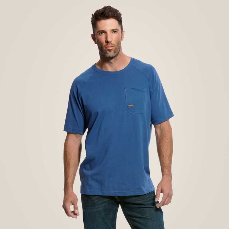 Ariat Rebar Cotton Strong T-Shirt Blue | 047HMGBAI