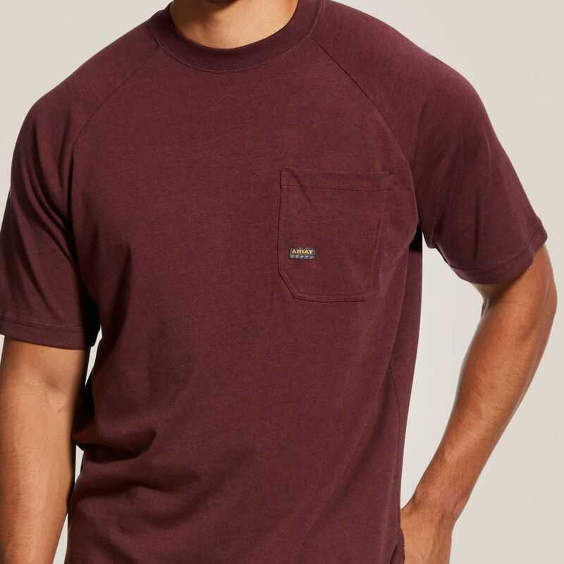 Ariat Rebar Cotton Strong T-Shirt Burgundy | 073PZAUTS