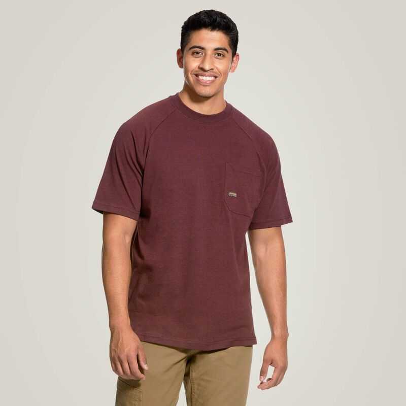 Ariat Rebar Cotton Strong T-Shirt Burgundy | 073PZAUTS