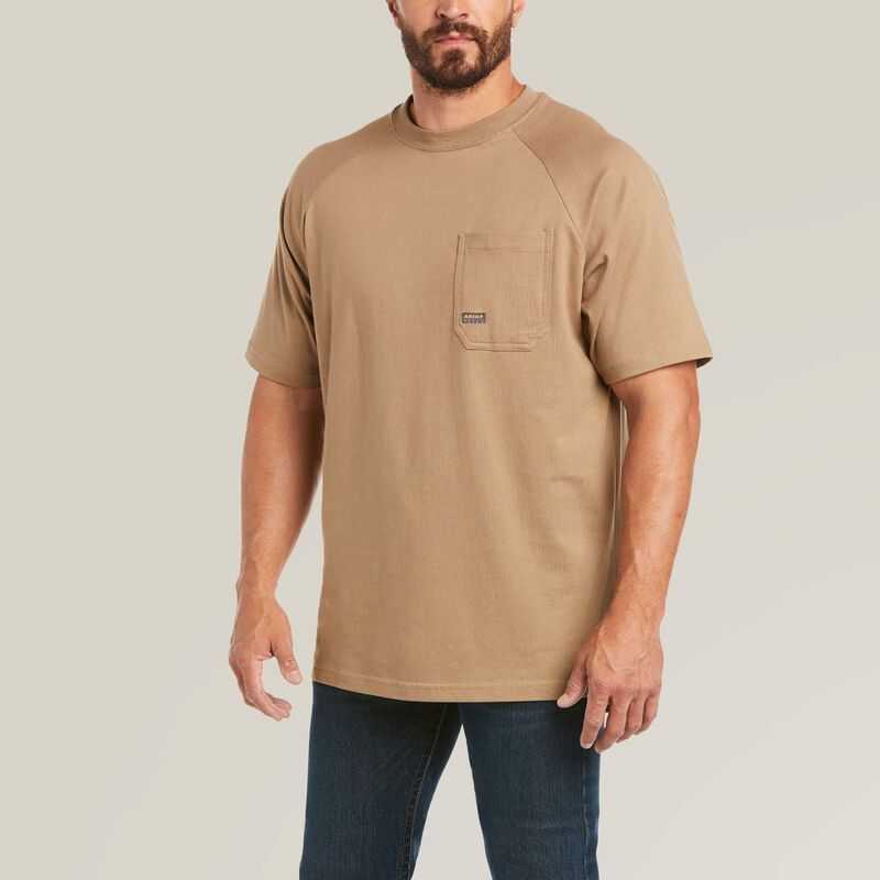 Ariat Rebar Cotton Strong T-Shirt Khaki | 519OUECGS