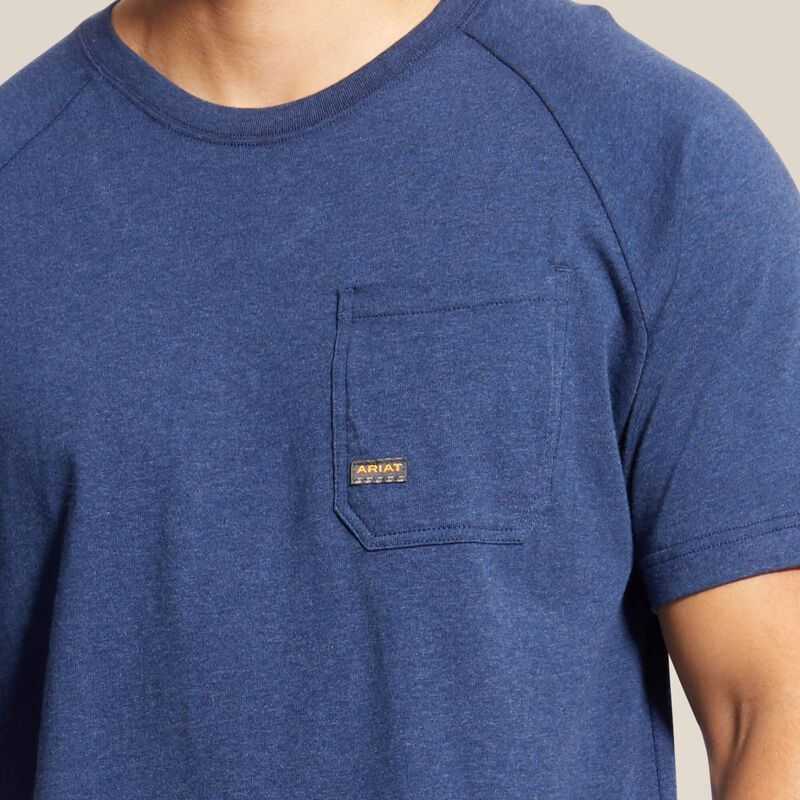 Ariat Rebar Cotton Strong T-Shirt Navy | 965EVZQMS