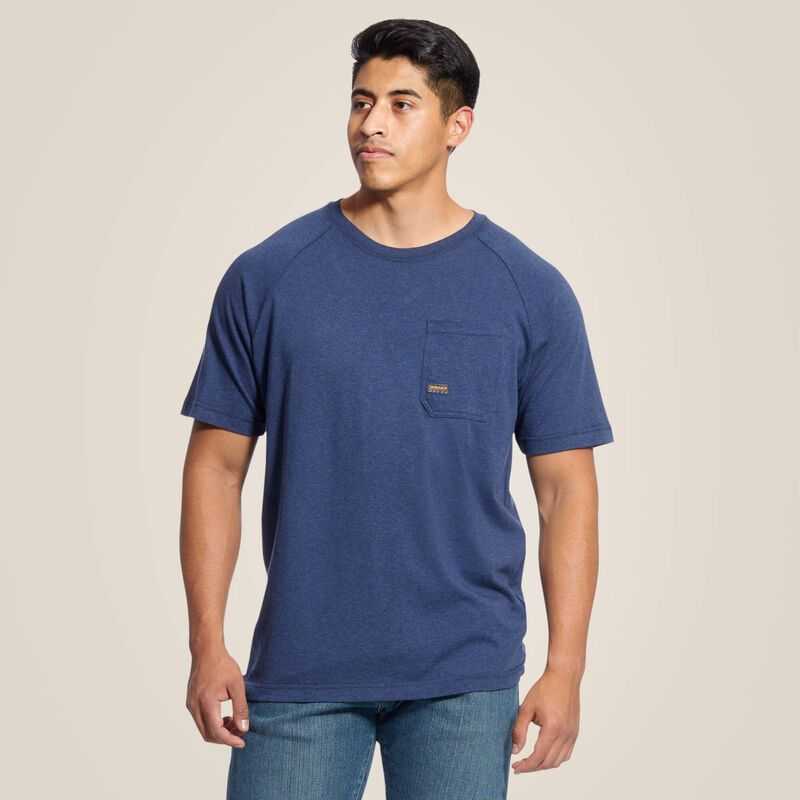 Ariat Rebar Cotton Strong T-Shirt Navy | 965EVZQMS