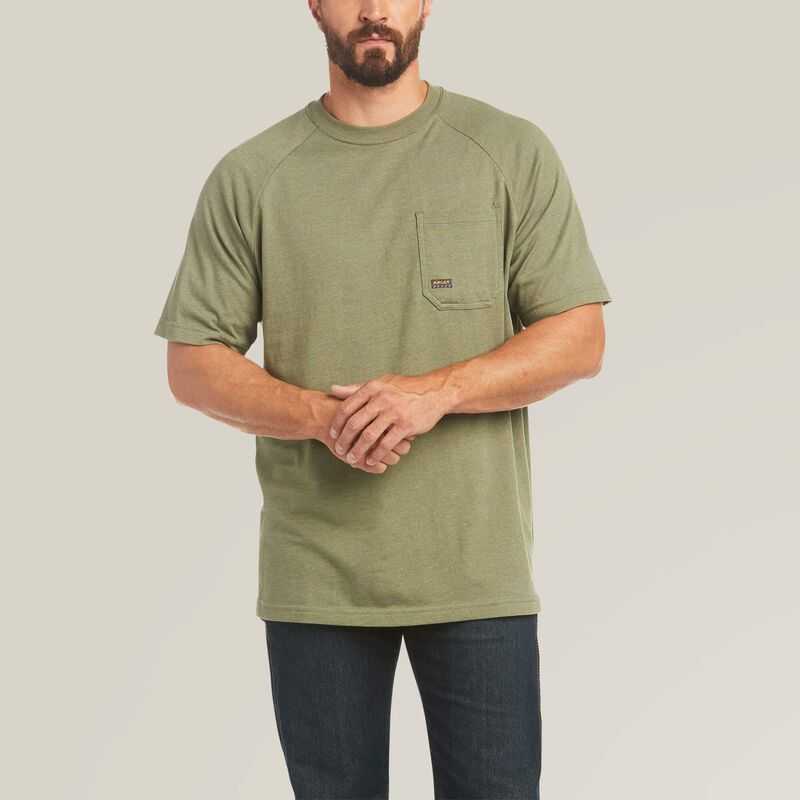 Ariat Rebar Cotton Strong T-Shirt Olive | 791TEPLXI