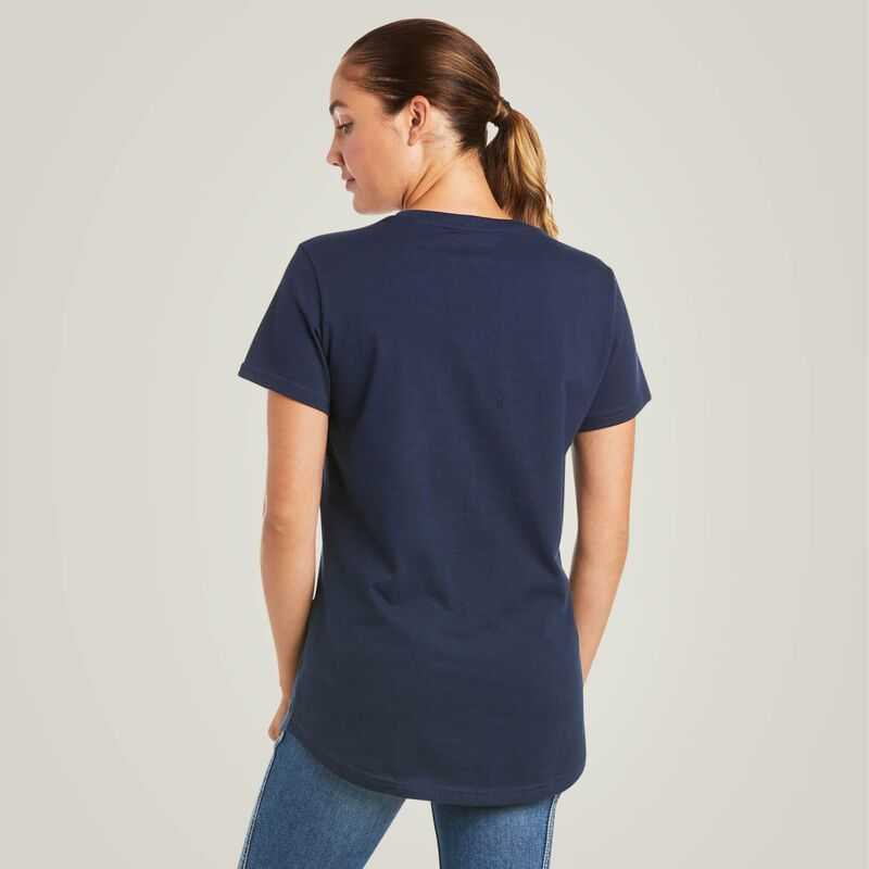 Ariat Rebar Cotton Strong V-Neck T-Shirt Navy | 594WKTOXV