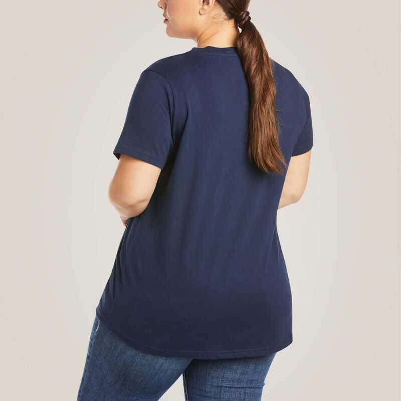 Ariat Rebar Cotton Strong V-Neck T-Shirt Navy | 594WKTOXV