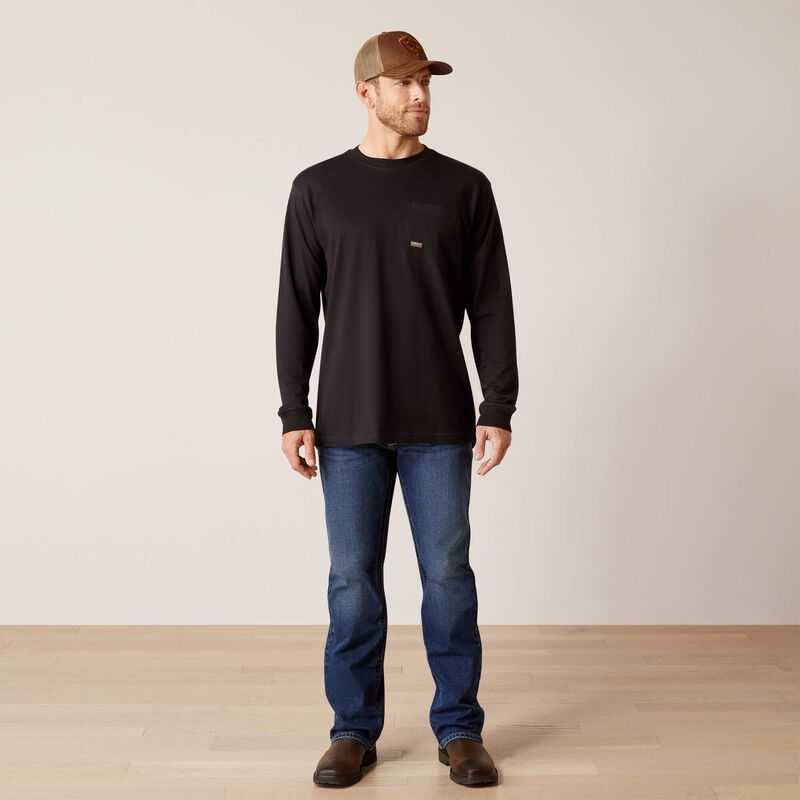 Ariat Rebar Cotton Strong WHLF T-Shirt Black | 564KYDBHS