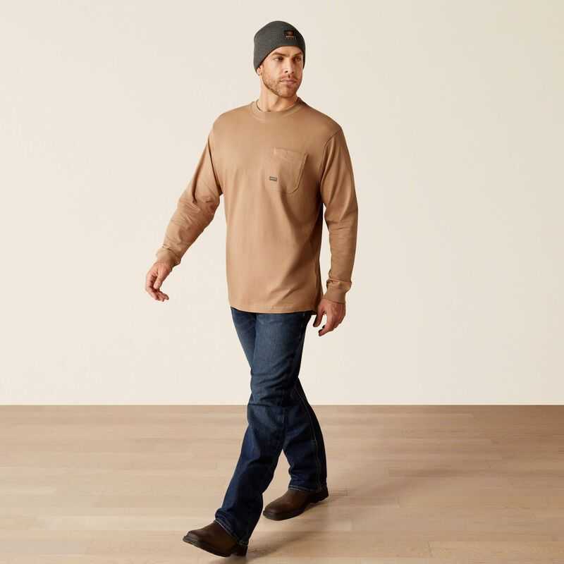 Ariat Rebar Cotton Strong WHLF T-Shirt Khaki | 354FHLAGS