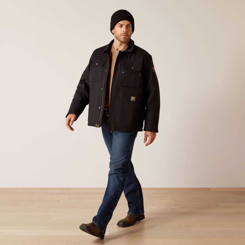 Ariat Rebar DuraCanvas Sherpa-Lined Coat Black | 376QYXMIZ