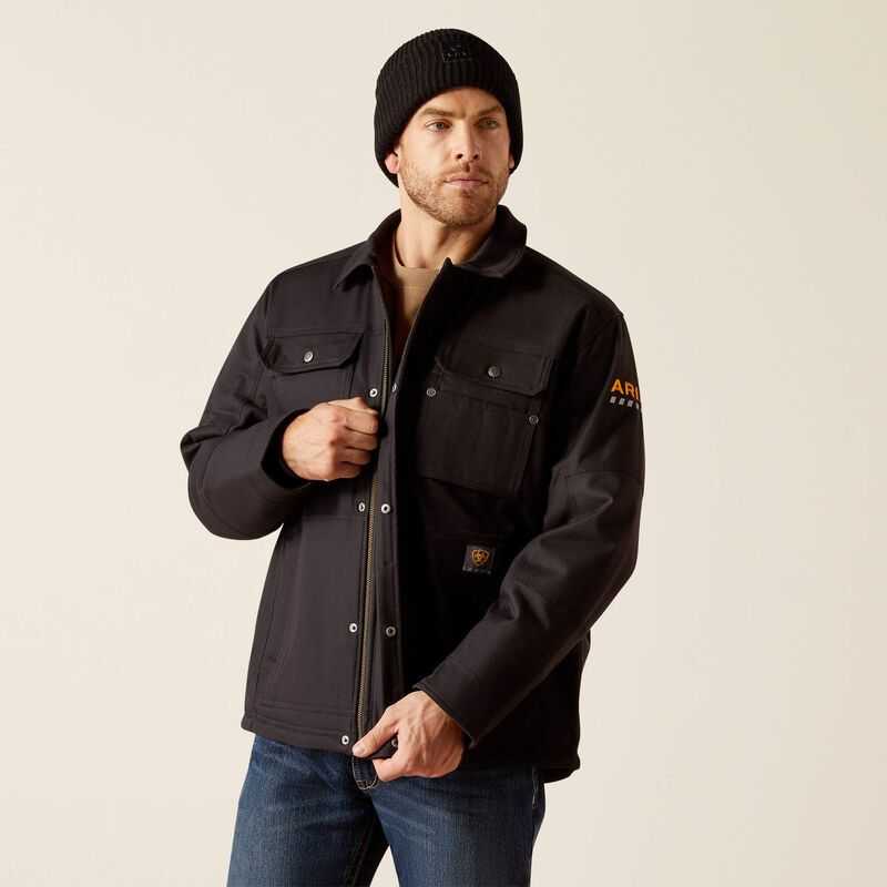 Ariat Rebar DuraCanvas Sherpa-Lined Coat Black | 376QYXMIZ