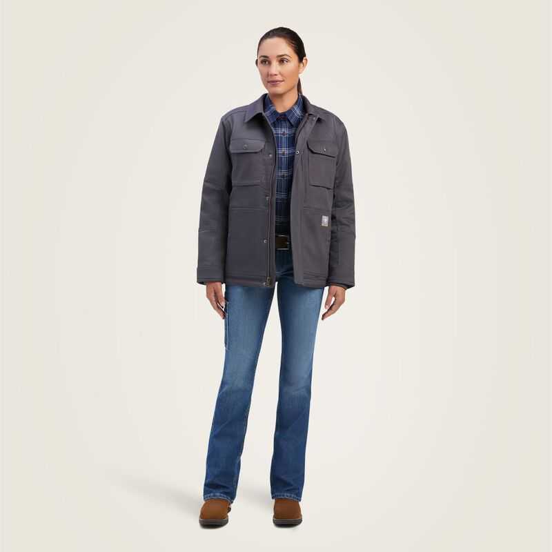 Ariat Rebar DuraCanvas Sherpa-Lined Coat Grey | 703EXPACB