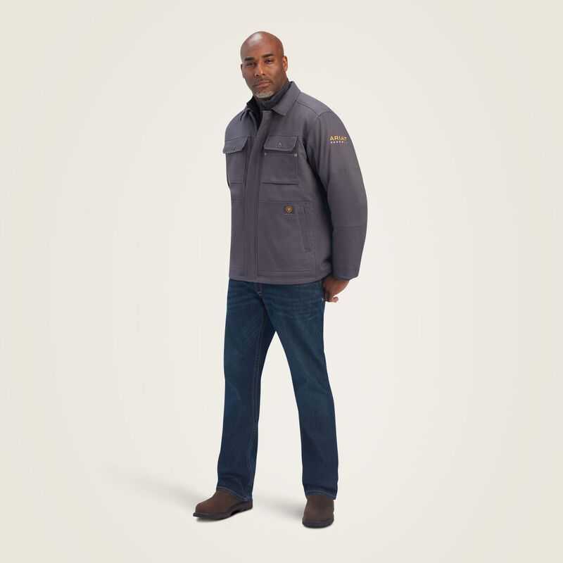 Ariat Rebar DuraCanvas Sherpa-Lined Coat Grey | 613ZNLDXC