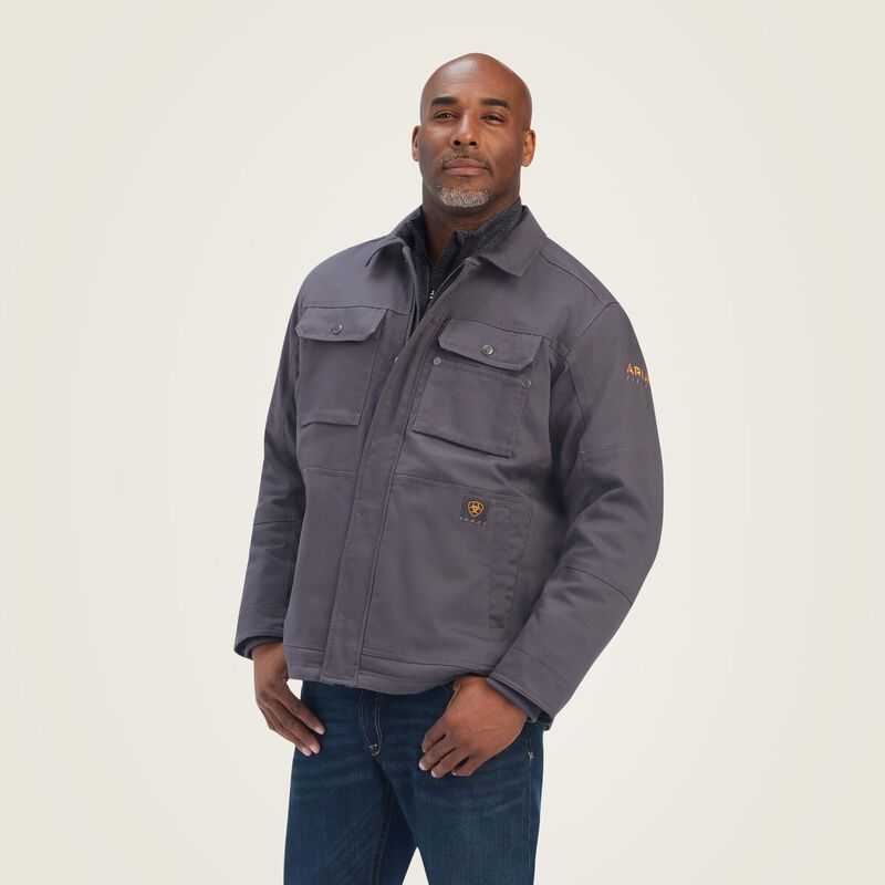 Ariat Rebar DuraCanvas Sherpa-Lined Coat Grey | 613ZNLDXC