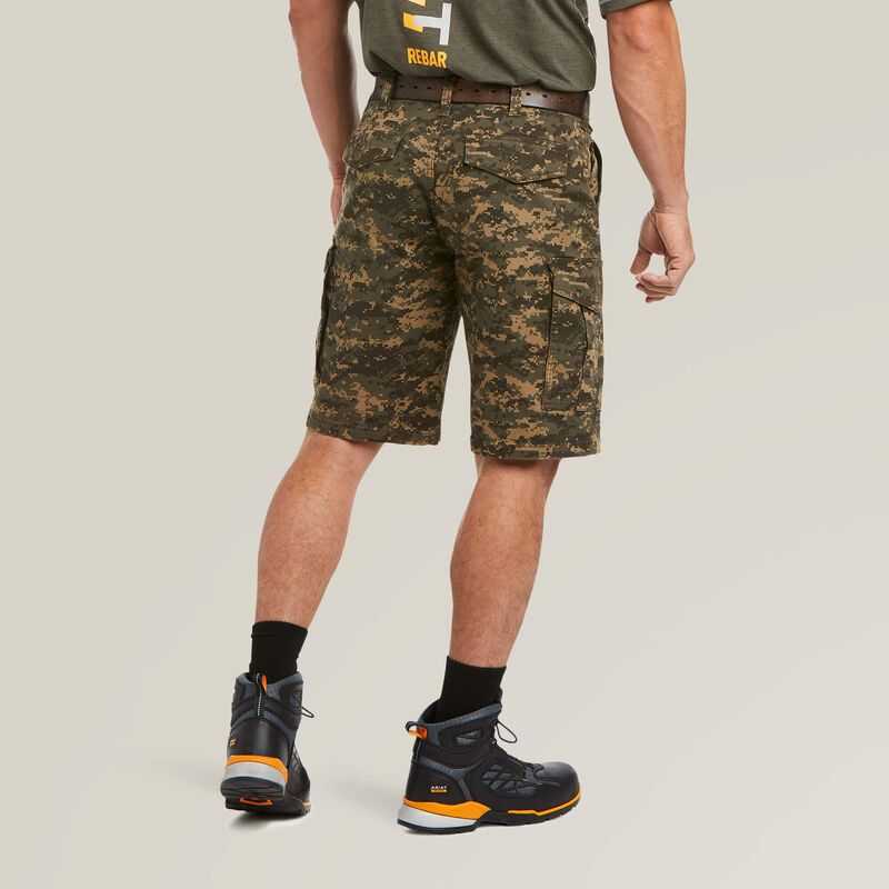 Ariat Rebar DuraStretch Made Tough Cargo 11' Short Olive Camo | 542KOMNQD