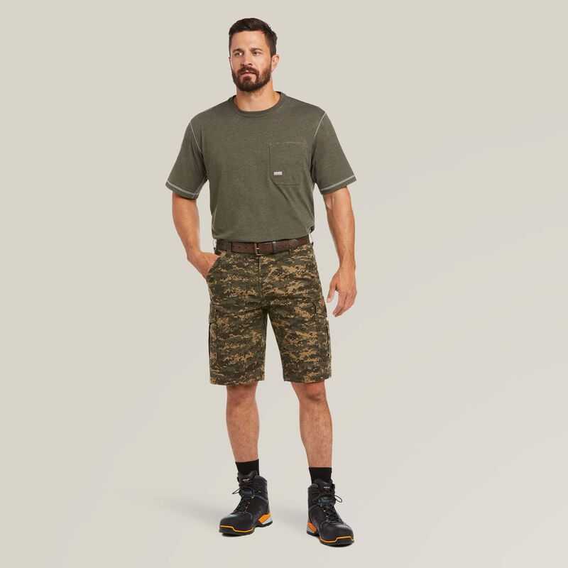 Ariat Rebar DuraStretch Made Tough Cargo 11' Short Olive Camo | 542KOMNQD