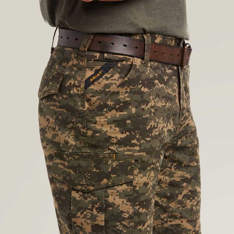 Ariat Rebar DuraStretch Made Tough Cargo 11' Short Olive Camo | 542KOMNQD