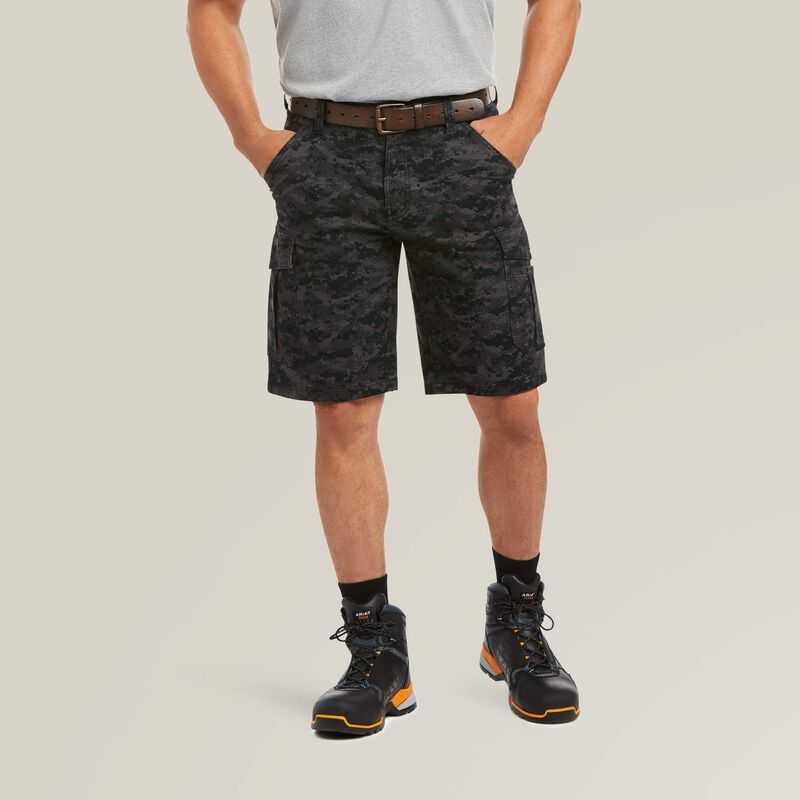 Ariat Rebar DuraStretch Made Tough Cargo 11\' Short Black Camo | 709SHTNDI