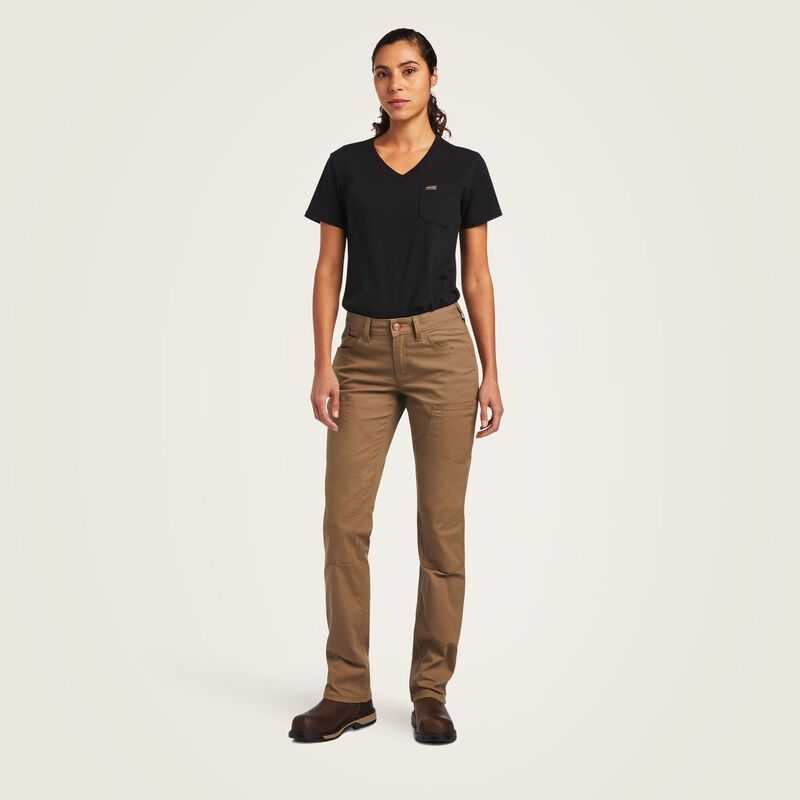 Ariat Rebar DuraStretch Made Tough Double Front Pant Khaki | 920NBOITY