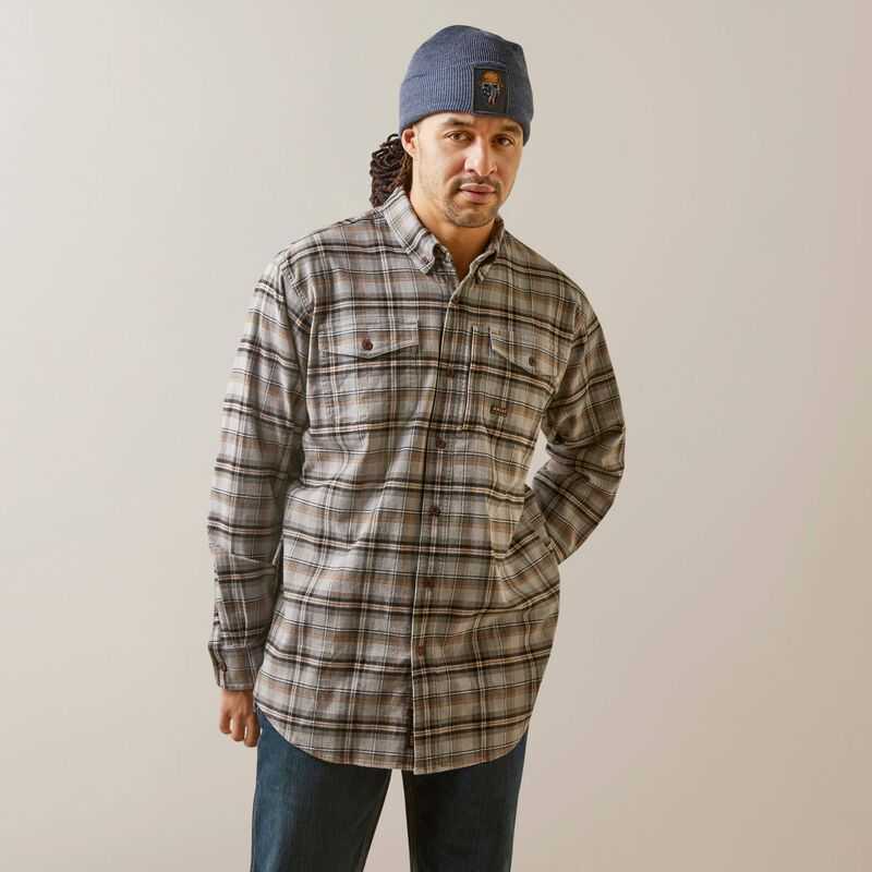 Ariat Rebar Flannel DuraStretch Work Shirt Alloy Plaid | 980YAKXEQ