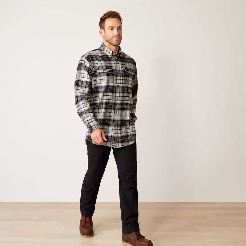 Ariat Rebar Flannel DuraStretch Work Shirt Grey | 571MPSDKX