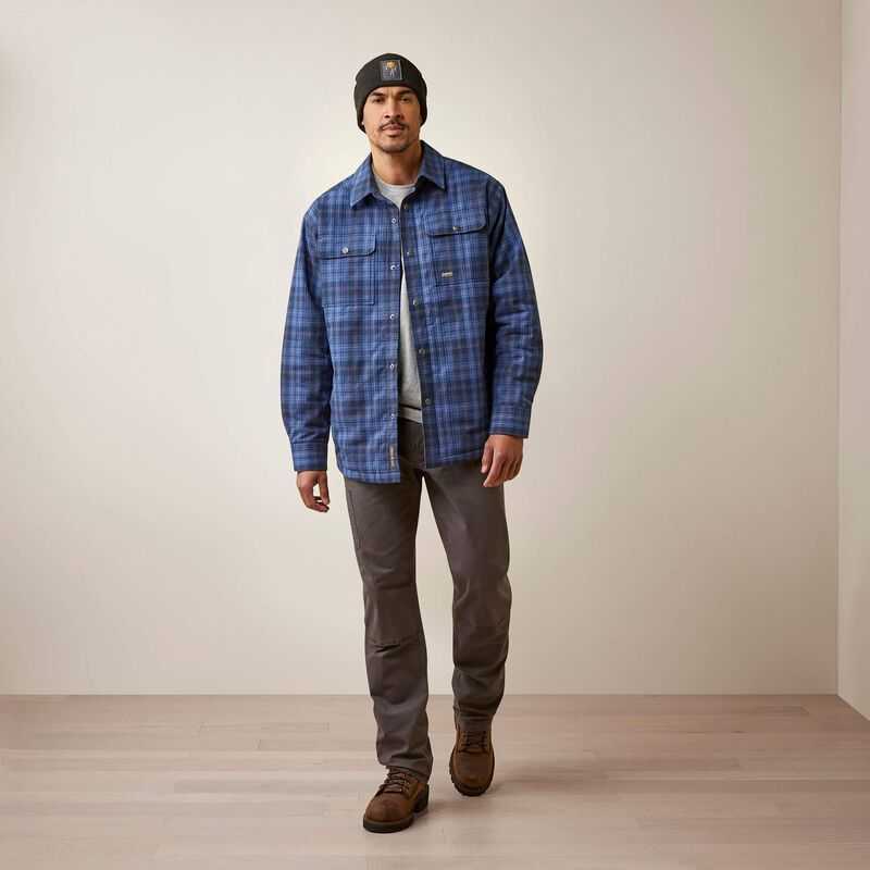 Ariat Rebar Flannel Insulated Shirt Jacket Blue | 905HZOKEI