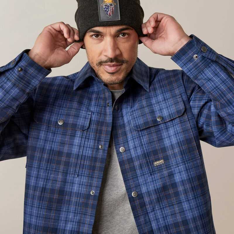 Ariat Rebar Flannel Insulated Shirt Jacket Blue | 905HZOKEI