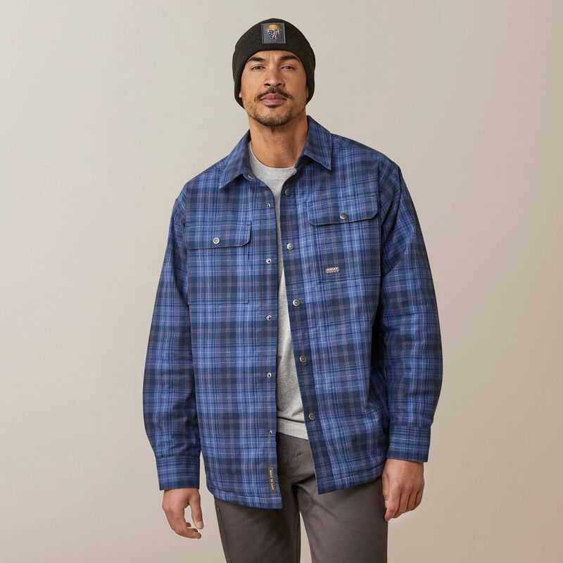 Ariat Rebar Flannel Insulated Shirt Jacket Blue | 905HZOKEI