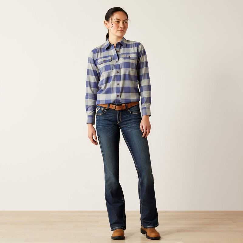 Ariat Rebar Flannel Tunic Blue Indigo | 275CSVZAQ