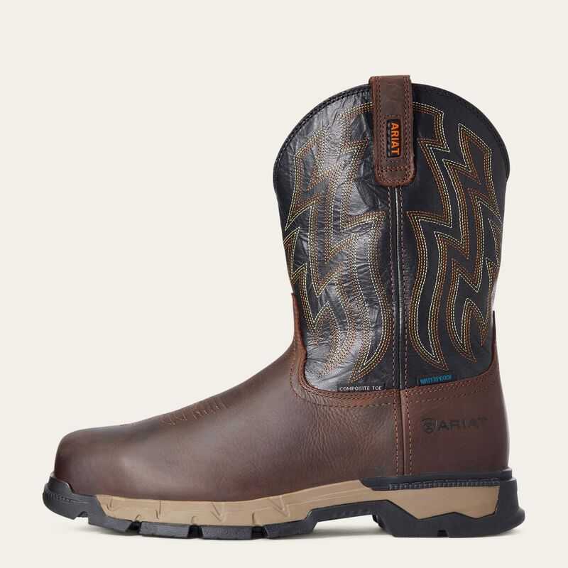 Ariat Rebar Flex Western Waterproof Composite Toe Work Boot Dark Brown | 832QASTVC