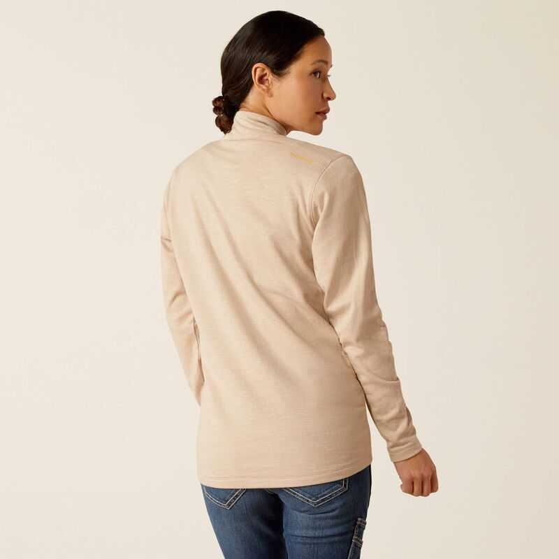 Ariat Rebar Foundation 1/4 Zip Shirt Beige | 018IHZQER