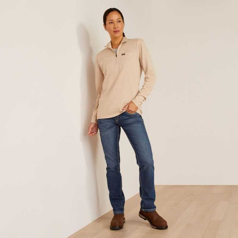 Ariat Rebar Foundation 1/4 Zip Shirt Beige | 018IHZQER