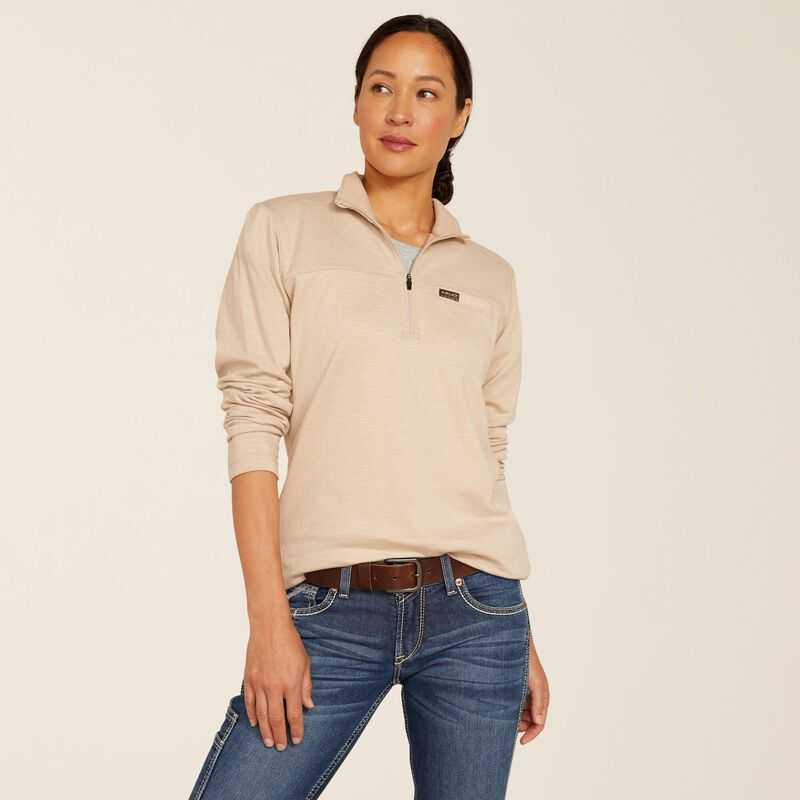 Ariat Rebar Foundation 1/4 Zip Shirt Beige | 018IHZQER