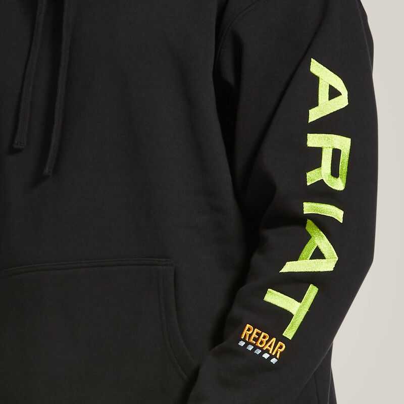 Ariat Rebar Graphic Hoodie Black / Light Green | 743FAWGQE