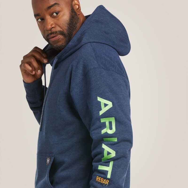 Ariat Rebar Graphic Hoodie Navy / Light Green | 605MWTYHB