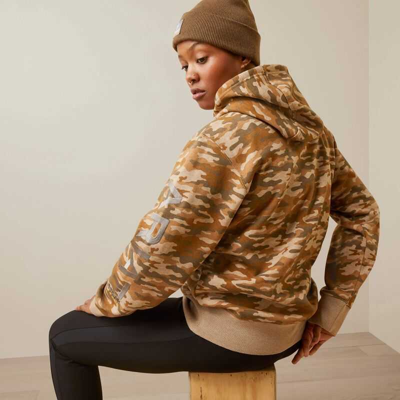 Ariat Rebar Graphic Printed Hoodie Beige Camo | 235VWPQUT