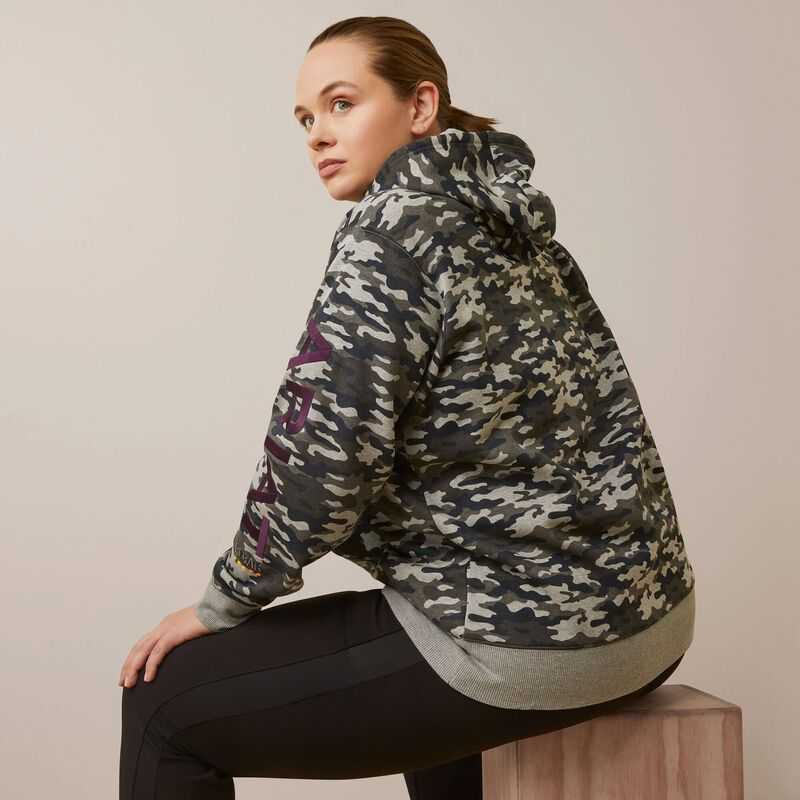 Ariat Rebar Graphic Printed Hoodie Grey Camo | 913GWQEVJ