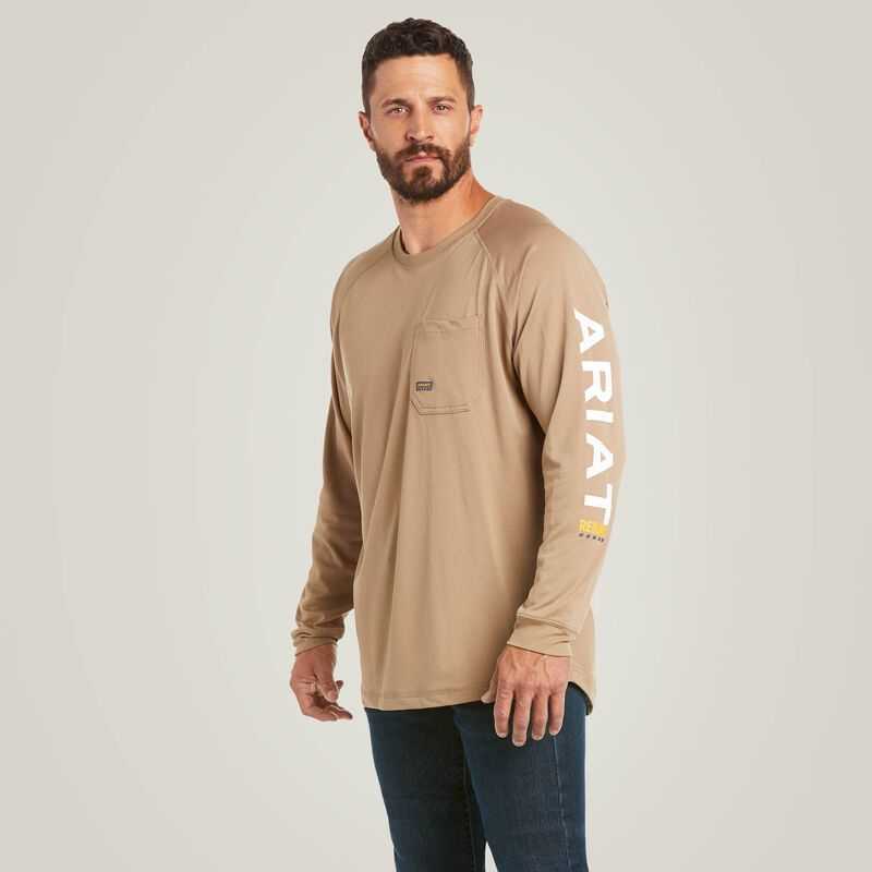 Ariat Rebar Heat Fighter T-Shirt Khaki | 209VMEXNL