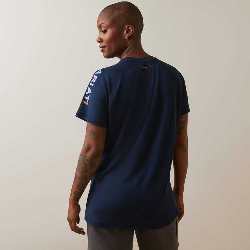 Ariat Rebar Heat Fighter T-Shirt Navy | 973QOCZRE