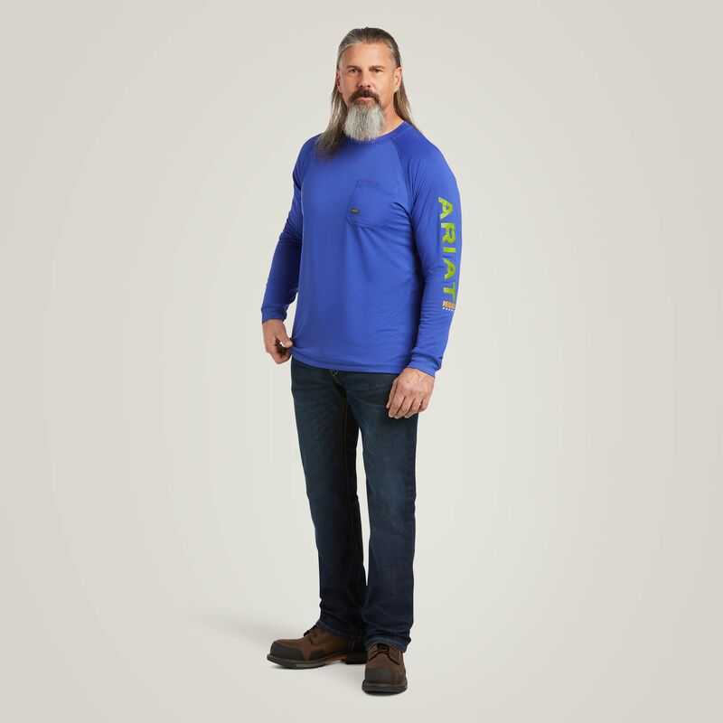 Ariat Rebar Heat Fighter T-Shirt Royal Blue | 817KHBIST