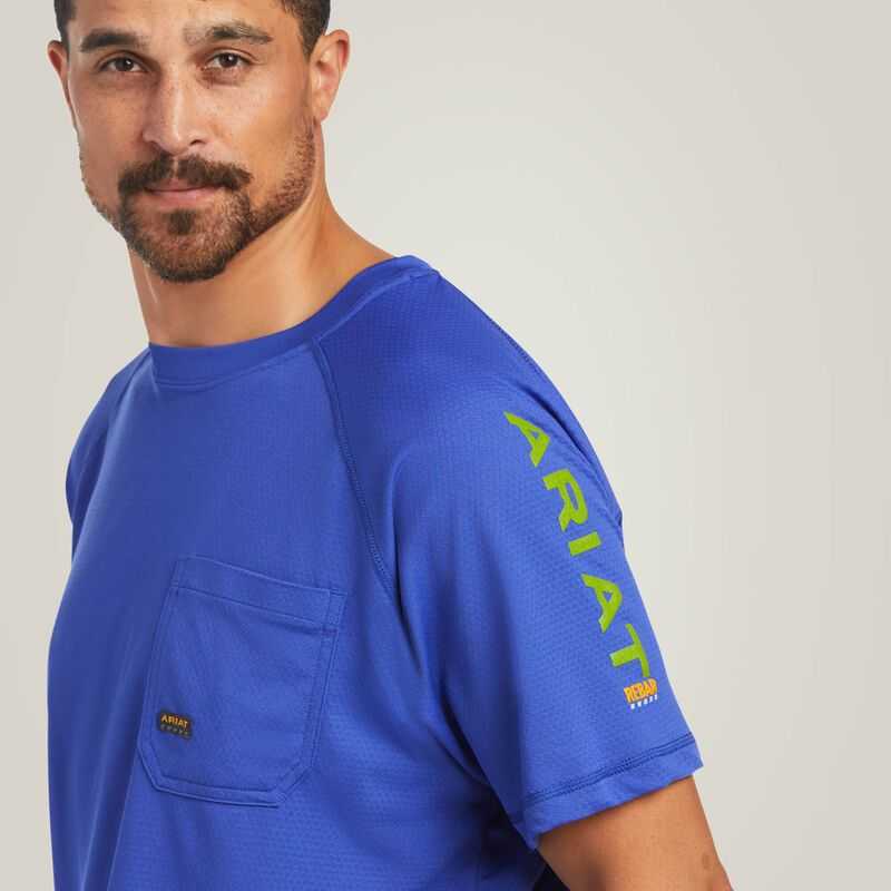 Ariat Rebar Heat Fighter T-Shirt Royal Blue | 094FMICXP