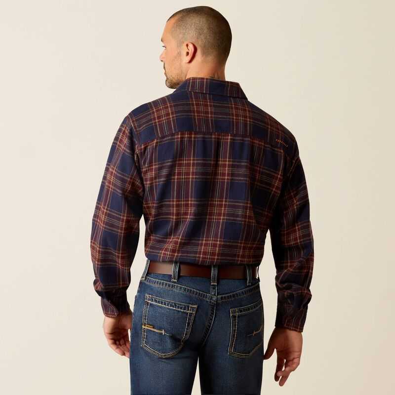 Ariat Rebar Heavy Flannel Work Shirt Navy | 794ASCWGI