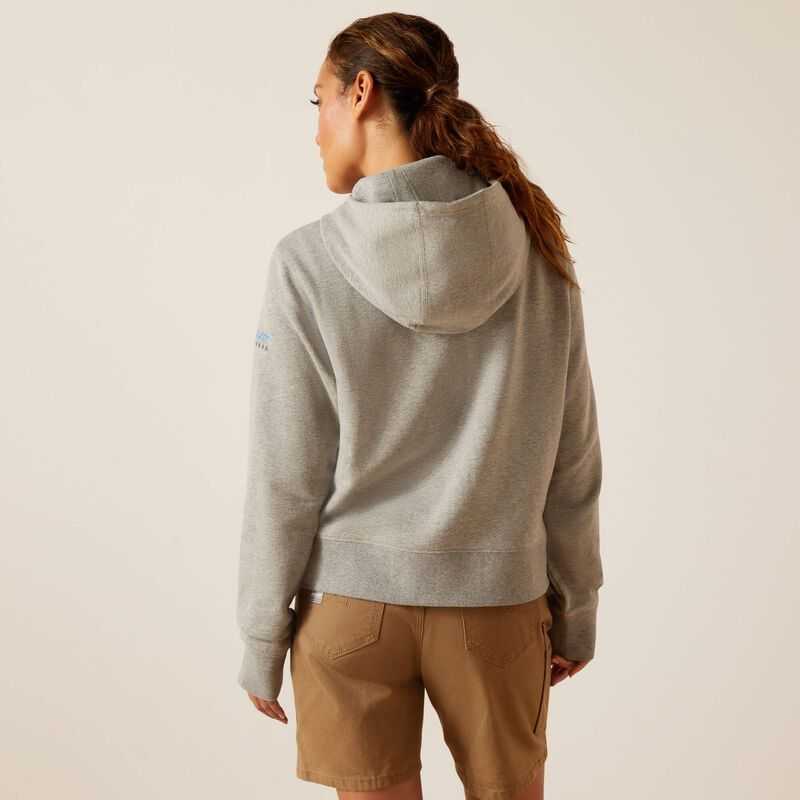 Ariat Rebar Lightweight Cropped Hoodie Grey | 482IYDOMK