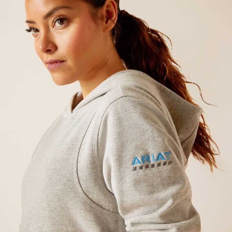 Ariat Rebar Lightweight Cropped Hoodie Grey | 482IYDOMK