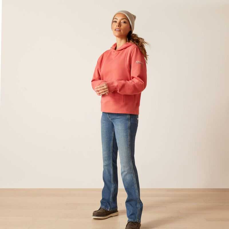 Ariat Rebar Lightweight Cropped Hoodie Red | 987SBFLNO