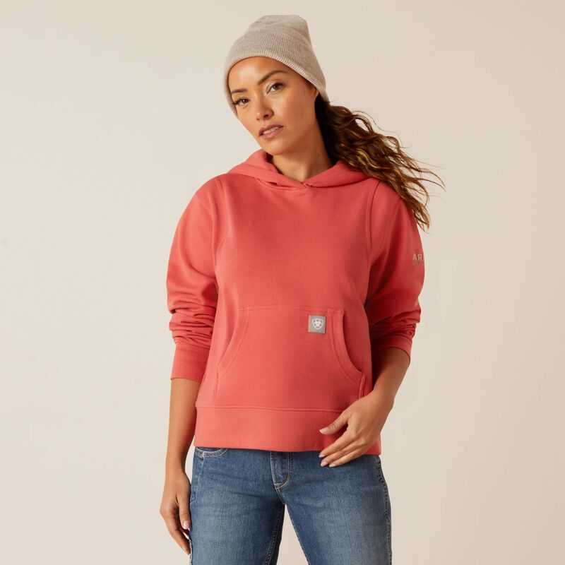 Ariat Rebar Lightweight Cropped Hoodie Red | 987SBFLNO