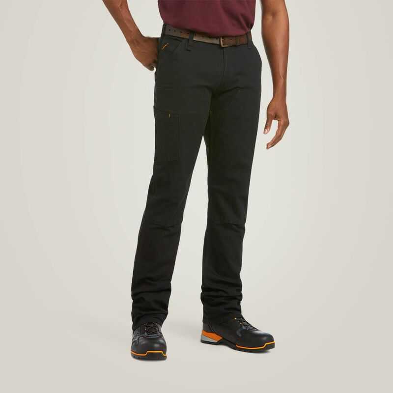 Ariat Rebar M4 Low Rise DuraStretch Made Tough Double Front Stackable Straight Leg Pant Black | 061VSDUOK