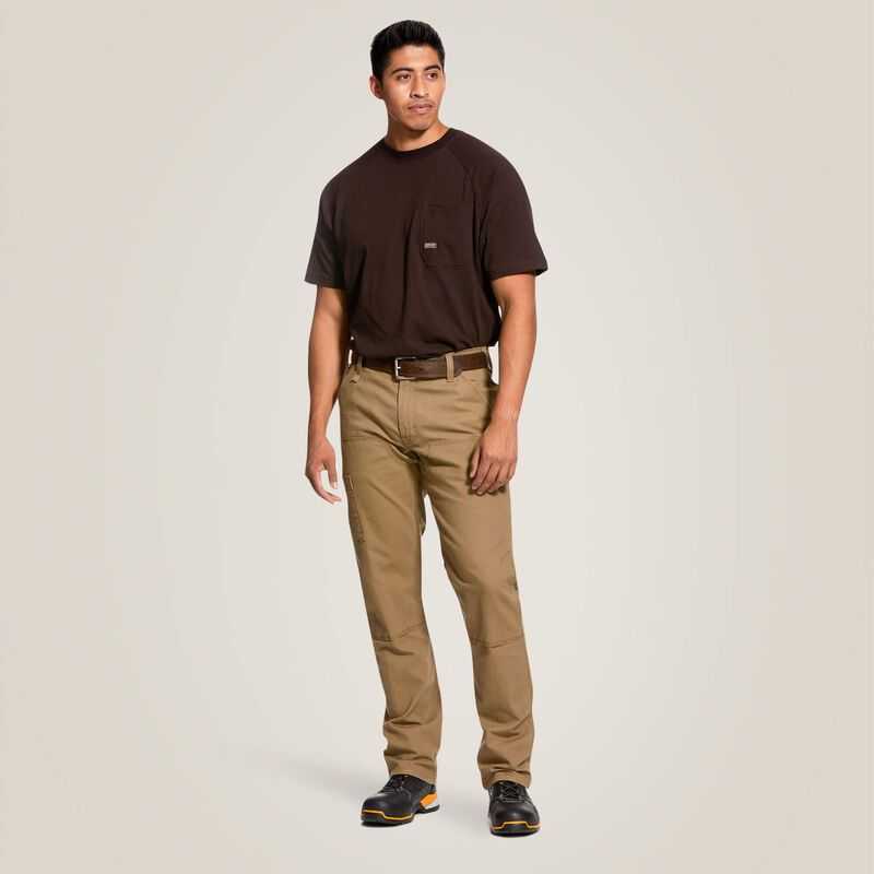 Ariat Rebar M4 Low Rise DuraStretch Made Tough Double Front Stackable Straight Leg Pant Khaki | 809MLPIFK