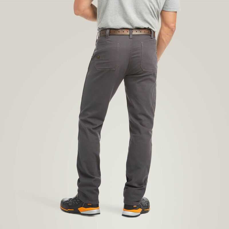 Ariat Rebar M4 Low Rise DuraStretch Made Tough Double Front Stackable Straight Leg Pant Grey | 071WRGBXU