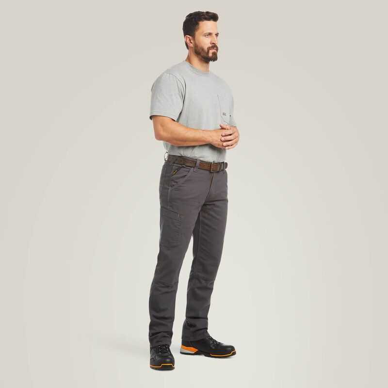 Ariat Rebar M4 Low Rise DuraStretch Made Tough Double Front Stackable Straight Leg Pant Grey | 071WRGBXU