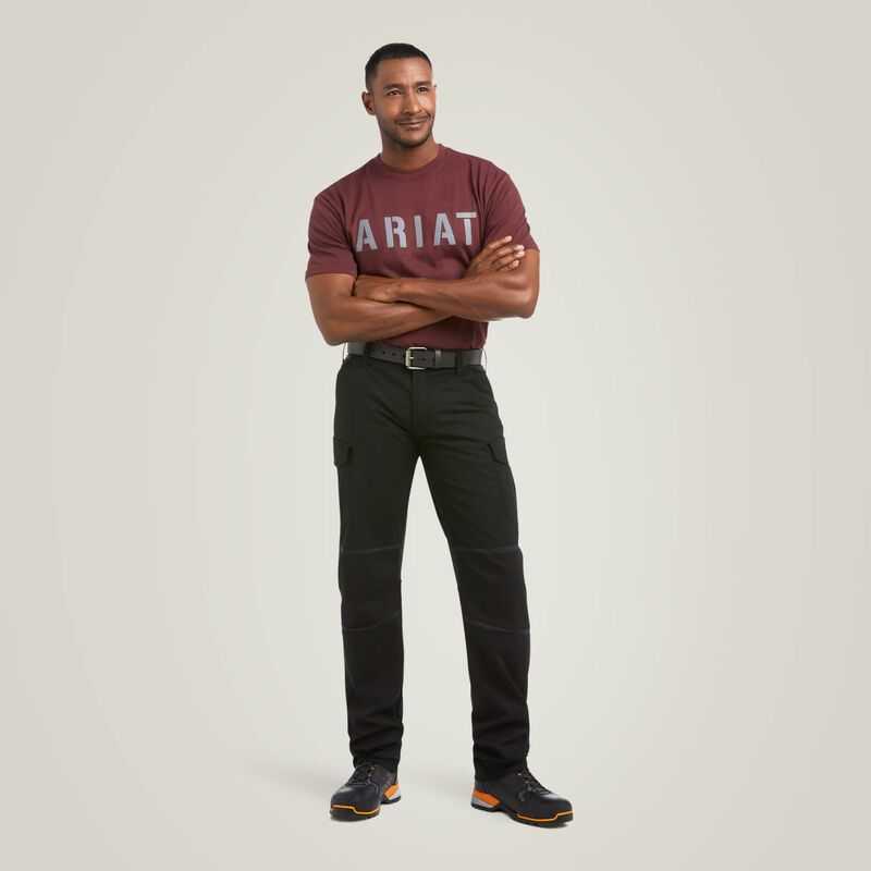 Ariat Rebar M5 Straight DuraStretch Ripstop Cargo Straight Pant Black | 965ZVTKQG