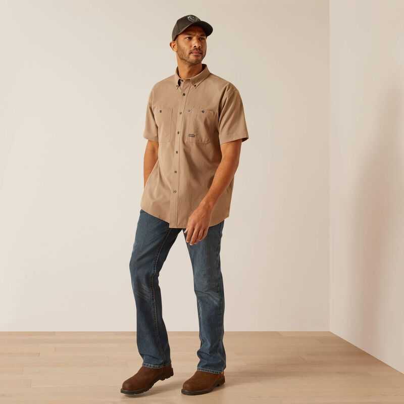 Ariat Rebar Made Tough 360 AirFlow Work Shirt Khaki | 590PUDEIT